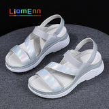 Summer Women's Sandals 2021 New Designer Ladies Genuine Leather White Silver Pink Platform Sandal For Women flip