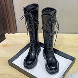 Knee Boots Female Knight Boots Tube Martin Boots Female 2024 New Spring And Autumn Winter Thick Bottom Boots Locomotive