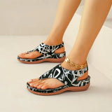 Breakj Large-Size New Word Sandals Women's National Style Embroidery After Buckle And Sloping Trendy Sandals
