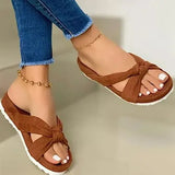 Women Flock Knot Slippers Female Casual Open Toe Slides Ladies Summer Platform Flat Women's Comfortable Shoes Plus