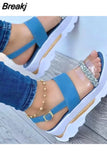 Summer Women Platform Buckle Strap Sandals Thick Bottom Casual Lady Anti-Slip Beach Shoes Sequins Footwear Sandalias