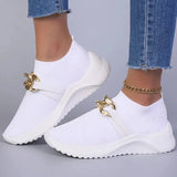 Metal Chain Platform Women's Flats 2023 Autumn Breathable Mesh Flat Sneaker Woman Shoe Slip on Soft Sole Casual