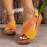 Breakj Sandals Women Summer 2024 New Cake Platform Velcro Breathable Oudetoe Beach Sandals