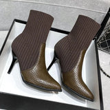 Winter Socks Boots Sexy Knitted Elastic Boots High Heels Women's Fashion Shoes Women's Striped plus size