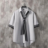 Shirt Men Bouse Women White Japanese Summer 2021 Short Sleeve Student Korean Loose Fairy Tie Shirts Retro