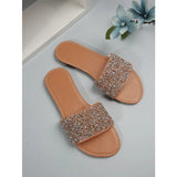 Bling Summer Slippers for Women 2024 New Ladies Flat Beach Slipper Women Sandals Outdoor Shoes Luxury Designer Plus