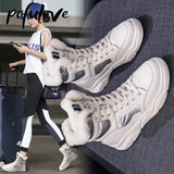 Women 's Winter Boots Black White Fur Boots Genuine Leather Ankle Booties Plush Warm Shoes Sneakers Snow Botas Size