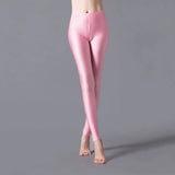 Women Shiny Pant Leggings Hot Selling Leggings Solid Color Fluorescent Spandex Elasticity Casual Trousers Shinny