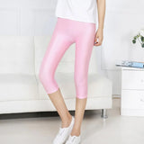 Women Sexy Leggings Summer Capris Neon High Waist Jeggings Spandex Female Fitness Thin Short