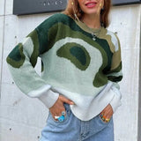 Color Block Drop Shoulder Sweater Croped Sweater pullovers Women 2021 loose Sweater Pullover female Long