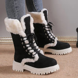 Breakj Hairy Snow Boots 2023 Winter New Retro Thick Bottom Plus Velvet Thick Bottom Mid-Bstole Martin Knight