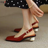 jane sandals Woman Slingbacks High Heels Sandals Square Toe Elegant Pumps For Party Wedding Shoes Sandal Slip On Mule