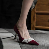 Single Shoes Fall 2023 Ins Minority Pearl Shallow Mouth Pointed High