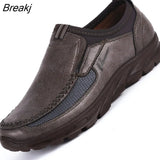 Men's Casual shoes Slip on Loafers Plus size 38-50 Trainers Adult Patchwork None-Woven Breathable Boat shoes leather male