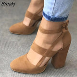 Women's Pumps Plus Size 35-43 Women Gladiator Summer High Heels for Party Wedding Shoes Thick Heels Fashion Lace-up Female