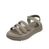 Breakj Word Buckle Platform Sandals Female 2024 Summer New Strip Platform Platform Students Casual Flat Sandals Roman