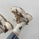 Women Chunky Sneakers Running Shoes Platform Lace Up Women's Sports Shoes Black Thick Sole Casual Sneakers Tennis Female