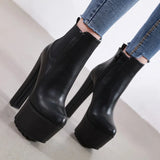 Women's Short Boots Fall And Winter Hates Sky-High Plush, Thick Heels, Short Tube, Small Size Cool Martin Boots, Waterproof Table, Large Size High