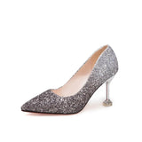 Toe Sequined Cloth Thin Heels High heel Wedding pumps women shoes 2019 Spring Autumn Fashion Shallow Bling female