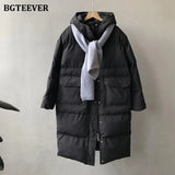 Thicken Warm Loose Hooded Women Parkas Long Sleeve Cotton Padded Women Down Coats Winter Ladies Down