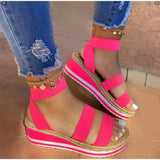 Women Shoes 2020 Ladies Hemp Casual Summer Slip on Strap Cross Cool Girls Woman Wedges Platform Candy Color Plus Size
