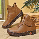 Add Down Warm Martin Boots Female British Fashion Versatile Velcro Casual High Top Cotton Boots Plus