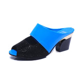 Women Sandals Square Heel 2022 Summer Shoes Woman Fashion Slides Cut-out Open Toe Slip On Mothers Sandal Female Bling