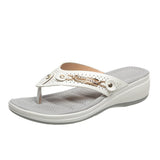 Breakj Flip-Flop Metal Buckle Beach Sandals Women's Slope And Leisure Women's Cool Slippers Non-Slip Round Head