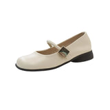 Mary Jane Shoes 2024 New Spring Round Head Low-Heeled Evening Shoes French Dress Single Small Leather