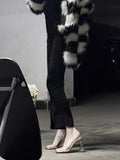 Breakj High-Heeled Women 2025 Summer New Word Thick Heel Sandals Fairy Crystal And Wear Cold