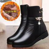 women boots 2020 winter thick wool lined genuine Leather women snow boots large size women winter shoes