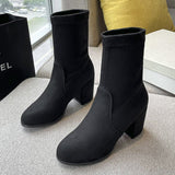 Breakj 2025 New Thick And Pointed Large-Size Thin Boots Fashion High-Heeling Martin
