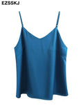 Acetate sling vest summer satin O-neck straps women bottoming camisole shirt loose outer wear out shirt