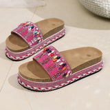 Breakj Fashion Family Style Thick Bottom Slippers Women Rivet Hemp Rope Large Size Water Loose Beach