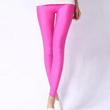 Women Shiny Pant Leggings Hot Selling Leggings Solid Color Fluorescent Spandex Elasticity Casual Trousers Shinny