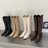 Spring And Autumn Thin Western Cowboy Boots Small White Pointed High Boots Little Knight Net Red Long Boot