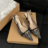 Women High Heels Bow Pointed Toe Knitting Sandals Shoes Summer Stilettos New Sexy Dress Party Slingback Zapatos Mujer