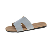 Breakj Boken Slippers Female H Drag Wear 2025 New High-End Sense French Flat-Bottomed Beach Word Drag
