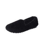 Warm Winter Shoes Cute Bow Women Ballet Flats Soft Fur Padded Cotton Shoes Woman Ankle Snow Boots Slip on Furry Slides
