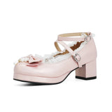 Lady Lovely Lolita High Heel Party Wedding Shoes Womens Pink White Green Butterfly-knot Bead Fashion Pumps Princess Cosplay