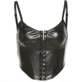 Puss Sexy Summer Hollow Out Faux Tank Tops Bandage Drawstring Halter Y2K Cyber Backless Skinny Stretchy Activewear