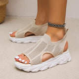 Breakj Weaving Splicing Sports Sandals Women 2025 Summer New Korean Version Of Net Yarn Hollow Women's Shoes Casual Thick-Soled Fish Mouth Women's