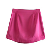 Elegant Satin Mini Skirt Women 2021 Fashion High Waist Skirts Female Casual