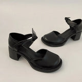 Knot Big Head High Heels Women's Spring And Summer New Retro Fashion Temperament Girl Trend Black PU Leather