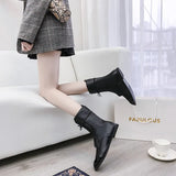 Breakj Large-Size Female Boots English Flying Autumn And Winter New Products And Leisure Boots Tie Splicing Short Martin