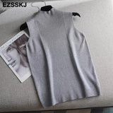 Knitted Top spring autumn sweater Tank top Women Blouse Sleeveless V Neck loose Top Female sweater Vest elegant