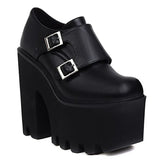 Large Size 44 Female Pumps Black Buckle High Heel Platform Pumpf For Women 2022 New Thick Bottom Punk Goth