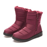 Women Boots Waterproof Plush Snow Boots Zipper Mid-Calf Boot Shoes Woman Leisure Flat with Botas De