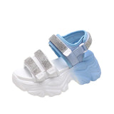 Breakj Bottom Old Dad Sandals Female Summer 2023 New Fairy Feng Shui Drill High Heel Casual Sports Roman Shoes Ins