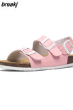 2023 New Summer Beach Cork Sandals Casual Women Outside Non-slip Black White Double Buckle Sandalias